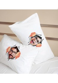 Resim Bk Gift Kişiye Özel Karikatürlü Pamuklu 2 Li Yastık Kılıfı Seti-2 50x70cm , Sevgiliye , Ev si, Tasarım Ev Tekstili 