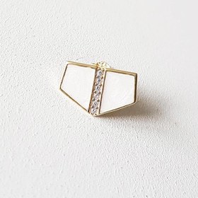 Resim MorMajor Silver Tekli Mineli Beyaz Qarty Gümüş Küpe 