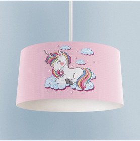 Resim dekomingo Pembe Zemin Unicorn Çocuk Avize 