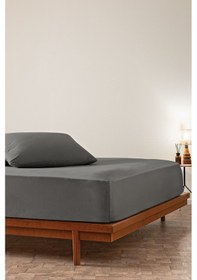 Resim Puffy Feel Çift Kişilik Penye Lastikli Çarşaf - Antrasit - 160x200 Cm Gri 