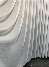 Resim Perdefony Simli Çelik Düz Tül Perde Parlak Gramajlı Tül Ekru 