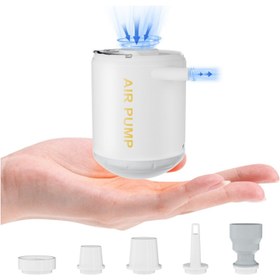 Resim Geeroyoo Şarjlı Taşınabilir Hızlı Şişirme Pompası Led Işıklı 5 Nozüllü Şişme Yatak Havuz Kamp Ekipmanları 