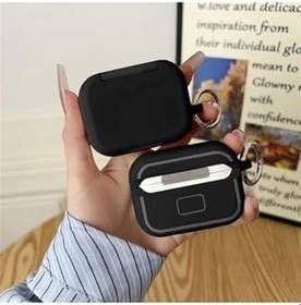 Resim Apple AirPods Pro/Pro 2.Nesil Kılıf Stand Özellikli Aynalı Kapak Siyah Siyah 