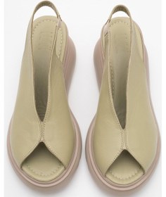 Resim Luvishoes Luvi Shoes Sam Yeşil Cilt Hakiki Deri Kadın Dolgu Topuk Sandalet Yeşil 