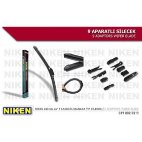 Resim Niken Nıken 650mm 26" 9 Aparatlı Banana Tip Silecek - Clsgarage 