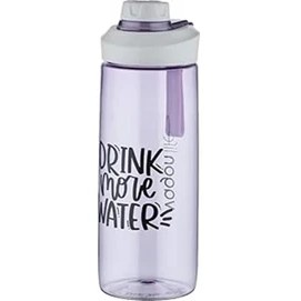 Resim 720 ml Çevir Aç Kapak Tritan Su Matarası -Silikon Taşıma Askısı-Süzgeçli- 