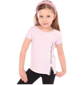 Resim Toontoy Kids Toontoy Kız Bebek Baskılı Bisiklet Yaka Kısa Kollu Tişört - Yırtmaçlı Açık Lila 