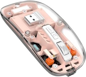 Resim ScHitec M377 Ultra Sessiz 3 Bağlantı Modlu 2xBluetooth Kablosuz + 2.4Gh Gaming Type-C Şarjlı Mouse Pembe 