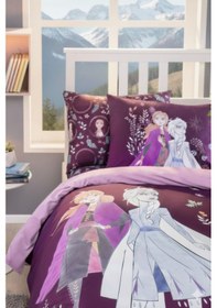 Resim Özdilek Frozen Natural Disney Lisanslı Lastikli Fitted Çarşaf Çocuk Nevresim Takımı Tek Kişilik - Lila Lila 