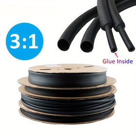 Resim Yapışkanlı 3m Isıyla Küçülen Tüp Seti - 3:1 Oran, Esnek ve Dayanıklı, Çoklu Boyutlar (1.6-25.4mm), Alev Geciktirici, ROHS Uyumlu 
