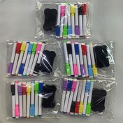 Resim 2 adet Manyetik Silgi ile Renkli Kuru Silgi Beyaz Tahta Kalemleri - 8 Canlı Renk (Pembe, Sarı, Yeşil, Mavi, Mor, Kırmızı), Orta Nokta - Ofis, Takvim, Buzdolabı için İdeal - Yaratıcı Tatil Hediyesi 