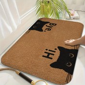 Resim 1 adet Sevimli Kedi Tasarımlı Kapı Paspası - Çift Taraflı "ELVEDA" & "Merhaba!" Hoş Geldin Paspası, İç/Dış Mekan Kullanımı için Dayanıklı %100 Polyester Makinede Yıkanabilir Paspas, Giriş Yolu, Oturma Odası, Mutfak Dekoru için Mükemmel | Dekoratif Kapı Önü Paspası | Dokulu Yüzeyli Paspas, Kedi Dekoru 