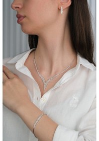 Resim Güzide Kuyumcu 14 Ayar Beyaz Altın Taşlı Düğün Seti 73 