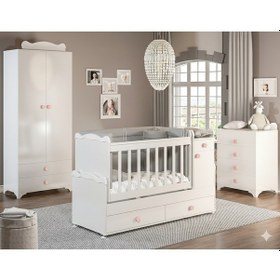 Resim Patiko Sahra 970 2 Kapılı Bebek Odası Takımı Pembe 