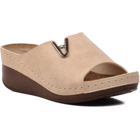 Resim Ayakmod 38-973 Bej Kadın Dolgu Topuk Terlik 