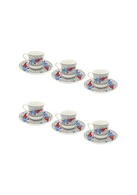 Resim Lale Çini Desenli 6 Kişilik Porselen Türk Kahvesi Fincan Takımı Çok Renkli 