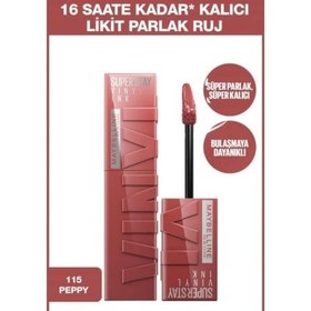 Resim Maybelline Super Stay Vinyl Ink Uzun Süre Kalıcı Likit Parlak Ruj 115 Peppy 