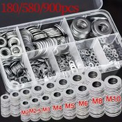 Resim 180/580/900 Adet Paslanmaz Çelik Sızdırmazlık Conta Rengi, Yüksek Kaliteli ve Uzun Ömürlü, 9 Boyut (M2 M2.5 M3 M4 M5 M6 M8 M10 M12), Ev, Otomotiv ve Endüstriyel Kullanım İçin İdeal Genel Tamir Contası Seti 
