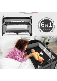 Resim Elele Bonte 2 6in1 Lüks Anne Yanı Oyun Parkı Park Yatak Xl 70x120 Cm Gri-siyah - Gri-siyah 