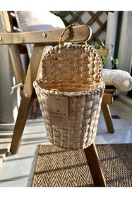 Resim AFRALYAHOME Hasır Posta Kutusu Duvar Saksısı Gazete Kitaplık Hasır Ahşap Sepet Dekoratif 