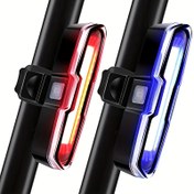 Resim USB Şarj Edilebilir LED Bisiklet Arka Lambası - Dayanıklı, Yüksek Yoğunluklu Bisiklet Arka Lambası, Kırmızı ve Mavi Uyarı İkonları ile, 5 Saate Kadar Pil Ömrü, Yol ve Dağ Bisikleti için Mükemmel, Dış Mekan Ekipmanı, Araç Montajı, Dağ Bisikleti Arka Lambası 