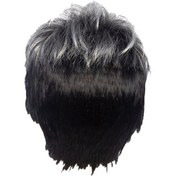Resim Bradoo-erkekler Kısa Düz Peruk Ombre Gri Siyah Sentetik Peruk Erkek Saç İçin Fleeciness Gerçekçi Doğal Peruk Peruk 