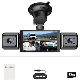 Resim Xuweiwei 360 4 Kanallı Araç Kamerası - 1080p Ön 720p Sağ Sol Arka Kameralar Gece Görüşlü 32gb Kart 3 Lensli 