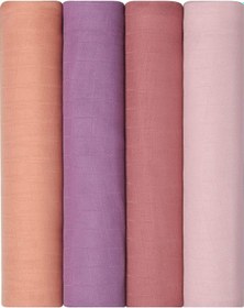 Resim Muslin Kundak Bezi 4'lü Set Ultra Yumuşak ve Nefes Alabilir Pamuk 120x120 CM Mor 