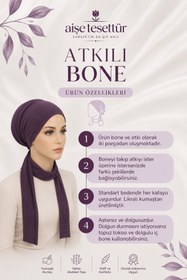 Resim Aişe tesettür Siyah Zümrüt Desenli Atkılı Bone 