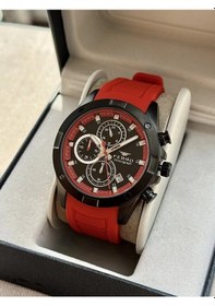 Resim Ferro Kırmızı Silikon Kordon Erkek Kol Saati Fm31363d-zk Tüm Fonksiyonlar Aktif 3 Atm Su Geçirmez Siyah 