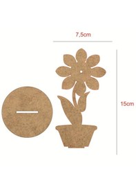 Resim Ahşap Boyanabilir Papatya Saksı Figürü 7,5x15 Cm - 3mm Mdf Okul Öncesi Boyama Etkinlik Seti 10 Adet 