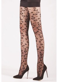 Resim Daymod Day Mod Retro Leopar Desen Külotlu Çorap Siyah 