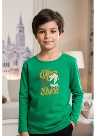 Resim Fyk Kids Sıfır Yaka Rio De Jenerio Baskılı Erkek Çocuk Sweatshirt Yeşil 