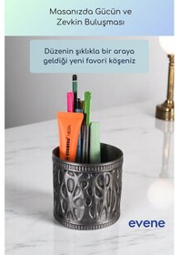 Resim Kalemlik Masa Kalemliği Organizer Kalemlik Gümüş Eskitme Renk Model 76 Çok Renkli 