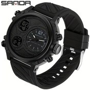 Resim Oldfriend Sanda Erkek Spor Saati Su Gecirmez Cift Ekranli Kronometre Tarih Aydinlik Kaucuk Siyah Diğer 