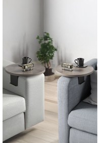 Resim İkili Yan Sehpa Ayarlanabilir Tepsi Yuvarlak Gordion 