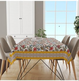 Resim Colorful Flowers Masa Örtüsü - Renkli Çiçekler İnce Keten Çok Renkli 