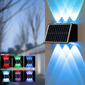 Resim 1 adet Güneş Enerjili Renkli Duvar Lambası, Dış Duvar Lambası, Yıkama Lambası, Ortam Lambası, Bahçe Lambası, Villa, Dış Duvar, Balkon, Dış Dekoratif Lamba 