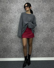 Resim Bordo Suet Mini Etek 