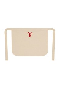 Resim %100 Pamuk Hambez Çocuk Mutfak Ve Etkinlik Önlüğü - 6-8 Yaş - Kurdele Nakışlı Çift Kat Krem 