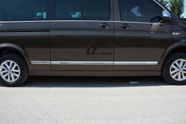 Resim OMSA VW T6.1 Caravelle Krom Yan Kapı Çıtası 7 Parça Uzun Şase 2020-2023 Arası 