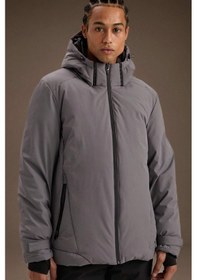 Resim Defacto Defactofit Usb Isıtıcılı Su İtici Rüzgar Geçirmez Kapüşonlu Fermuarlı Kışlık Kayak Montu C7710ax25wngr211 Gri-gr211 