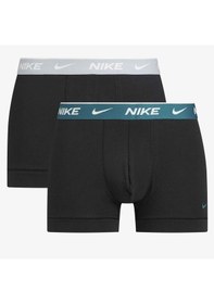 Resim Nike Dri Fit Ultra Stretch 2 Pack Micro 2 Li Paket Kısa Boxer Siyah 2 Renk Bantlı Siyah - Yeşil 