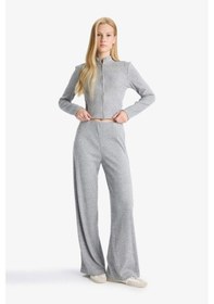 Resim Defacto Beli Lastikli Flare Fit Geniş Paça Eşofman Altı F0991AX25WN Gri 