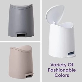 Resim Superio Kapaklı Küçük Plastik Banyo Çöp Kutusu 3 Litre Siyah Modern Kavisli Ayak Pedallı Çöp Kovası, Mini Mutfak Çöp Kutusu, Yatak Odası, Ofis, Masa Altı Için Dayanıklı ve Yumuşak Kapanır 