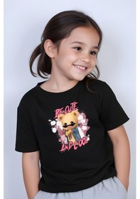 Resim Panios Kids And Cool Baskılı Kız Çocuk Kısa Kollu T-shirt Siyah 