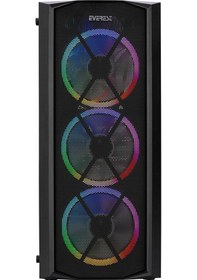 Resim Everest Flat Mesh 4x12 CM RGB Fanlı Bilgisayar Kasası Siyah 