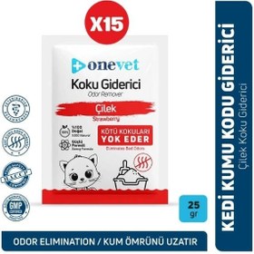 Resim OneVet Kedi Kumu Koku Giderici 15x25 Gr Çilek Kokulu 