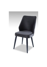 Resim Puffy Sandalye-babyface Antrasit - Metal Siyah Ayak 2 Adet - Salon Sandalyesi / Mutfak Sandalyesi Antrasit 