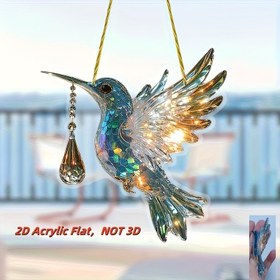 Resim 2D Düz 2D Akrilik Bülbül Rüzgar Çanları - Canlı, Parıltılı Çok Renkli Tasarım, Ev Dekoru veya Parti Dekoru İçin İdeal, Her Durum İçin Mükemmel Hediye, Aile Hediyesi|Canlı Bülbül Tasarımı|Dayanıklı Akrilik, Bülbül Dekoru 